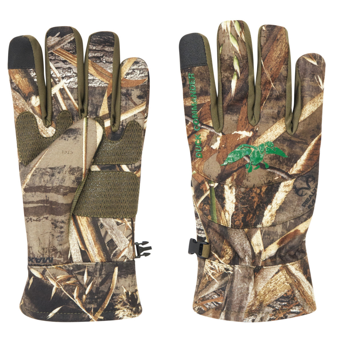 Duck Commander x Hot Shot Men's Hen Camo Hunting Gloves, Medium, Realtree Max 5