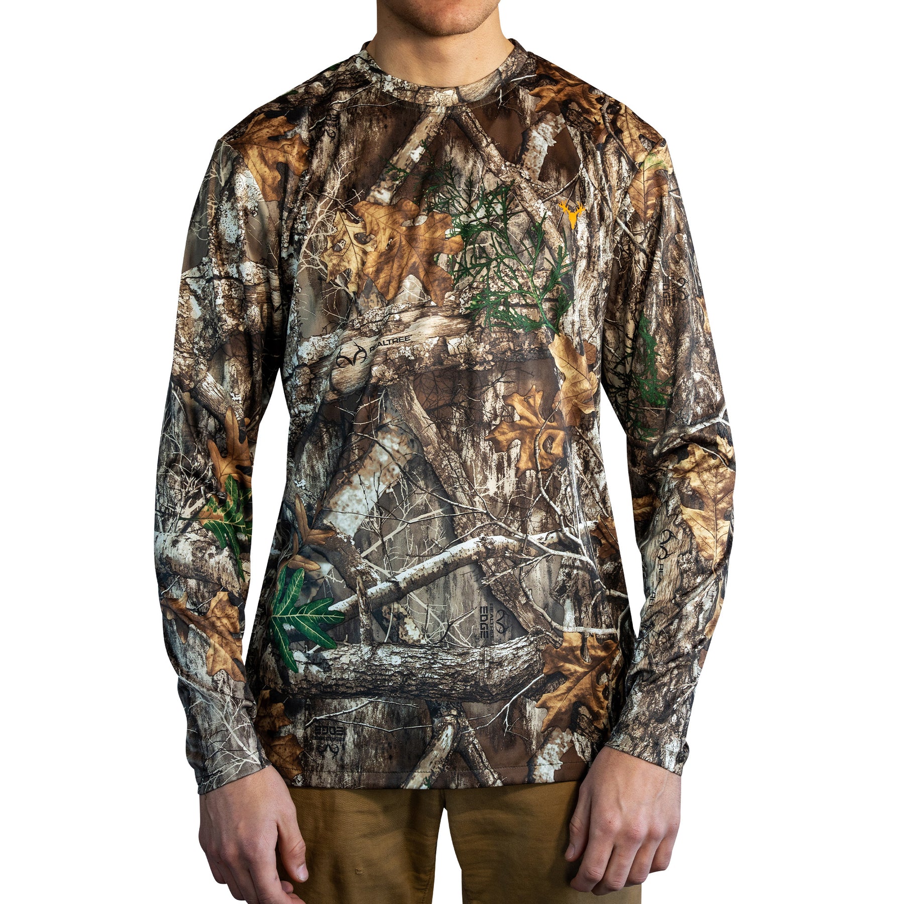 HOT SHOT Men's Camo Performance Fleece Hoodie - Realtree Edge Hunting Pullover With Kangaroo Pocket