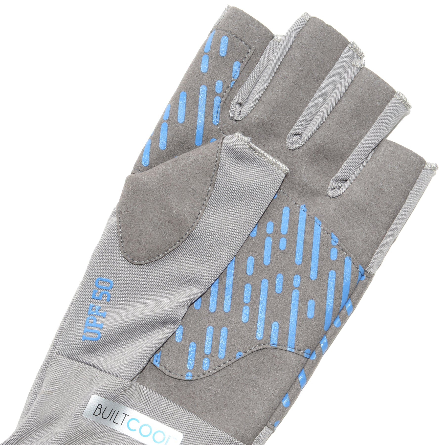Men's Reinforced Cooling UPF50 Fingerless Grey Fishing Gloves
