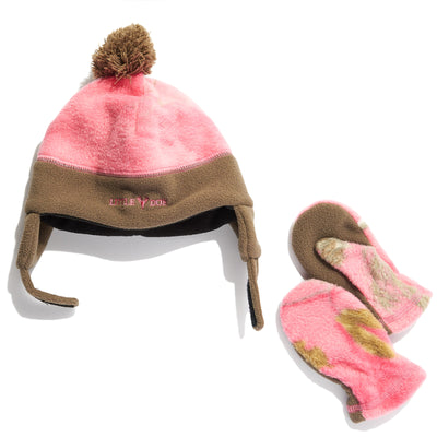 Toddler Li'l Doe Hate and Mitten Set - Realtree® Exclusives, Bright Pink Color