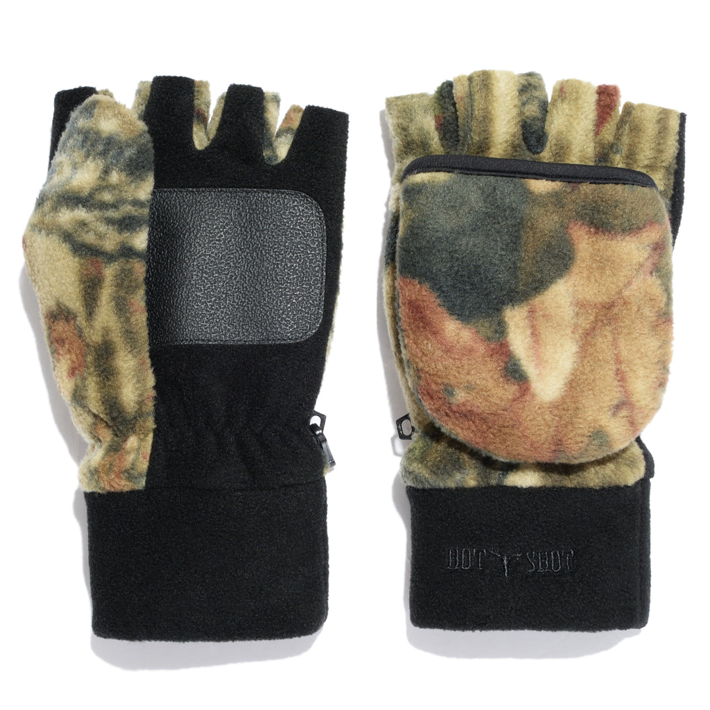 Pop Top Hot Shot Camo Gloves Mens Fingerless Glove Pop-Top Mitten